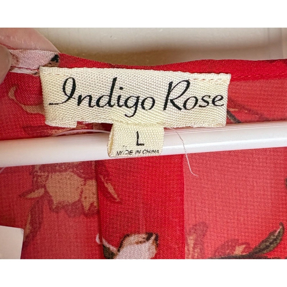 "NEW" INDIGO ROSE  🌸 SIZE Large Red FLORAL PRINT / SHEER BODICE / MAXI DRESS - Picture 5 of 6
